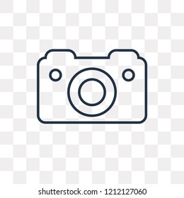 Photo Camera vector outline icon isolated on transparent background, high quality linear Photo Camera transparency concept can be used web and mobile