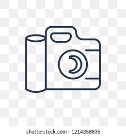 Photo camera vector outline icon isolated on transparent background, high quality linear Photo camera transparency concept can be used web and mobile