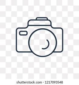 Photo camera vector outline icon isolated on transparent background, high quality linear Photo camera transparency concept can be used web and mobile