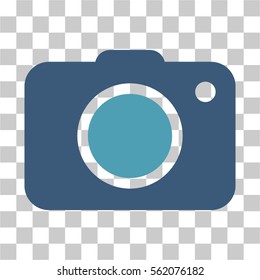 Photo Camera vector pictogram. Illustration style is flat iconic bicolor cyan and blue symbol on a transparent background.