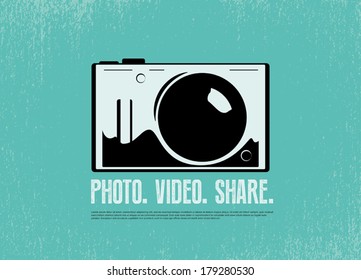 Photo camera vector silhouette icon design