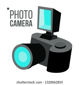 Photo Camera Vector. Simple Icon. Isolated Flat Cartoon Illustration