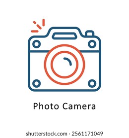 Photo Camera Vector Two Color Icon. Eps file 10