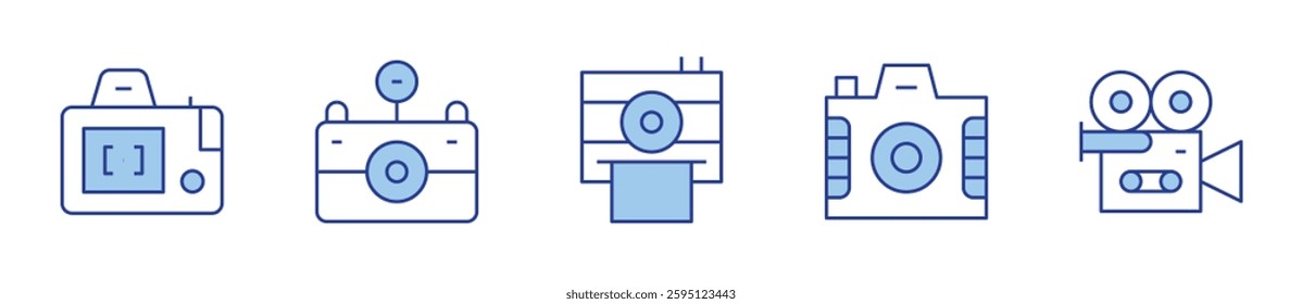 photo camera, camera, video camera. Camera Icon vector illustration. Line Duotone style. Editable stroke.