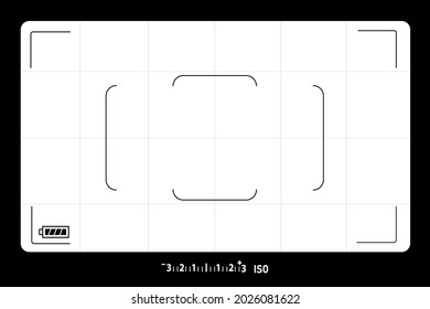 Photo camera viewfinder. Photography ui zoom, adjustment focus frame and digital viewfinder. Recorder cam display, rec viewfinder screen or movie