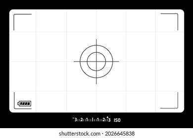 Photo camera viewfinder. Photography ui zoom, adjustment focus frame and digital viewfinder. Recorder cam display, rec viewfinder screen or movie