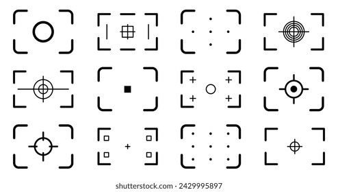 Photo camera viewfinders collection. Set of video and photo camera viewfinder display. Video camera viewfinder template collection