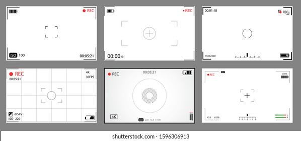 Photo camera viewfinders. Recording view frame, cinema rec viewing screen and dslr cam viewfinder.
Abstract concept graphic element screen photo frame. Vector illustration