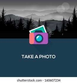 Photo camera web icon flat design, vector image. 