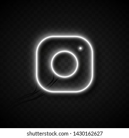 Photo camera white glowing neon ui ux icon. Glowing sign logo vector