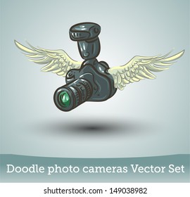 Photo camera with wings