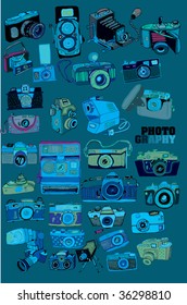 Photo Cameras (hand drawn vector)