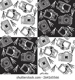 photo cameras seamless pattern