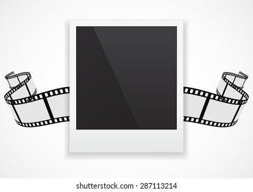 photo card with film strip roll background  concept