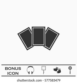 Photo card icon flat. Black pictogram on white background. Vector illustration symbol and bonus button