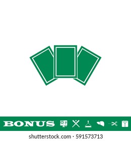 Photo card icon flat. Green pictogram on white background. Vector illustration symbol and bonus button
