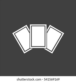 Photo card icon flat. Vector white illustration isolated on black background. Flat symbol