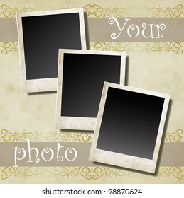 Photo card on ornamental decorative frame vector