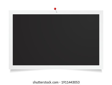 photo card picture with push pin on white background