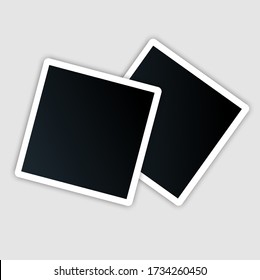 
Photo card template with white indent.
Sample photo frames with shadow on a gray background. Blank photo mockup, photo frame. vector image.