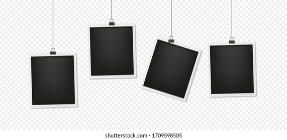 Photo cards on hang. Illustration photo frame vector design