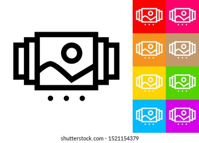 Photo Carrousel. Line Icon With Different Color Background.