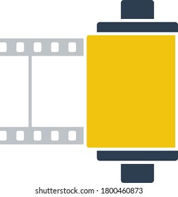 Photo Cartridge Reel Icon. Flat Color Design. Vector Illustration.