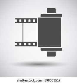 Photo cartridge reel icon on gray background with round shadow. Vector illustration.