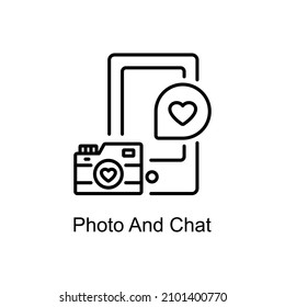 Iconos de línea de Vector de chat y foto para sus proyectos digitales o de impresión.
