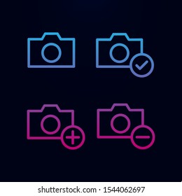 Photo, check, plus, minus sign nolan icon. Simple thin line, outline vector of web icons for ui and ux, website or mobile application