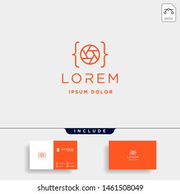 photo code logo design camera coding simple line vector