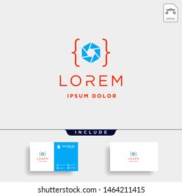 photo code logo design camera coding simple line vector