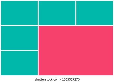 Photo collage background. Photo collage template, pattern with colored background. Applicable for frame, poster or gallery design.