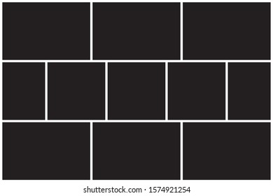 Photo collage background. Photo collage template, pattern with black background. Applicable for frame, poster or gallery design.