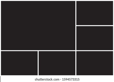 Photo collage background. Photo collage template, pattern with black background. Applicable for frame, poster or gallery design.