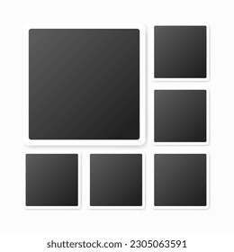 Photo collage. Flat, black, photo collage mockup. Vector illustration.