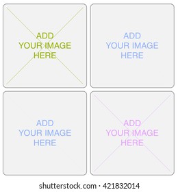 Photo collage frame design, empty frame with places for photo, image ot text, vector template