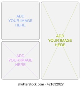Photo collage frame design, empty frame with places for photo, image ot text, vector template