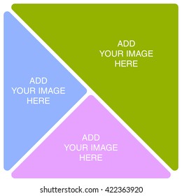Photo collage frame design, empty frame with places for photo, image ot text, vector template