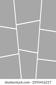 Photo collage frame icon. Collage grid manga, Empty page frame for comic book, photo collage, isolated on transparent background. Picture frame, digital photo wall template, vector illustration.