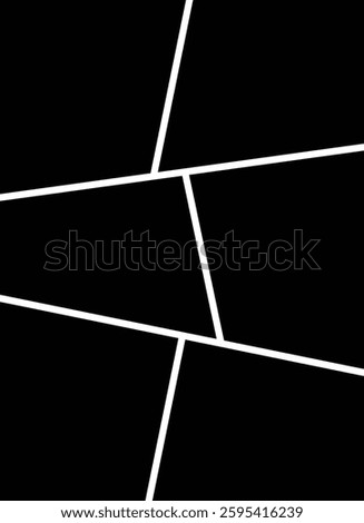 Photo collage frame icon. Collage grid manga, Empty page frame for comic book, photo collage, isolated on transparent background. Picture frame, digital photo wall template, vector illustration.