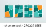 Photo collage frames mockup and abstract modern art posters set. Empty page frame for comic book, photo collage, abstract contemporary art posters on wall background. Picture frames. Editable vector