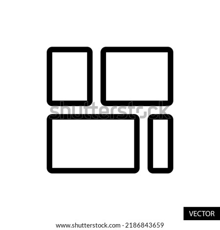 Photo Collage, Layout, Widget, Grid vector icon in line style design for website design, app, UI, isolated on white background. Editable stroke. EPS 10 vector illustration.