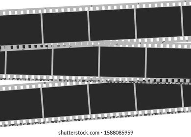 Photo collage made of photo camera blank frames. Retro 35 mm black and white camera filmstrip. Negative camera roll. Applicable as collage. Vector illustration