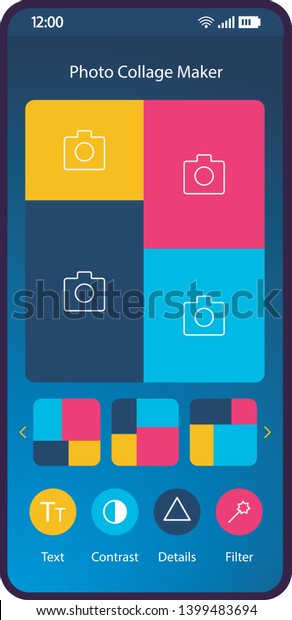 Photo Collage Maker Smartphone Interface Template Stock Vector