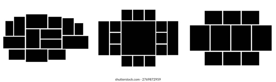Photo collage set. Collage template frames.  Photography album layout. Collage frames for photo or illustration. Vector EPS 10.