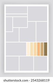 Photo collage template. Album brandboard, set portfolio images. Mood board background. Mosaic picture frame. Gallery banner. Vector illustration