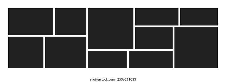 Photo collage template. Picture frame layout. Blank photo grid design. Vector illustration