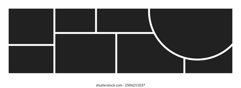 Photo collage template. Picture frame layout. Blank photo grid design. Vector illustration