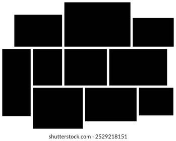 Photo collage template. Set of blank photo frames isolated on white background. Vector illustration.